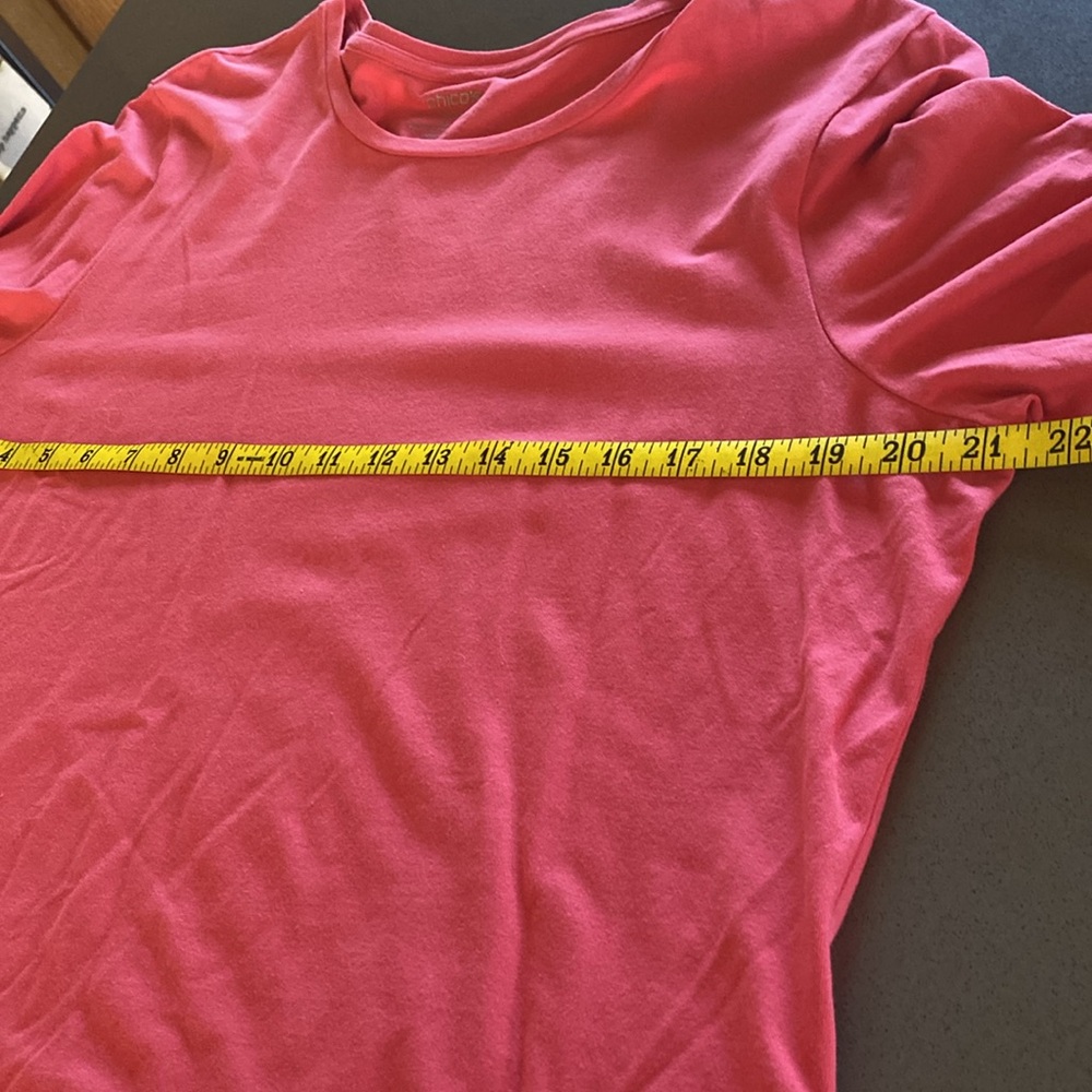 Chico’s Coral Ultimate 3/4 sleeve Tee sz 3 - Picture 5 of 6